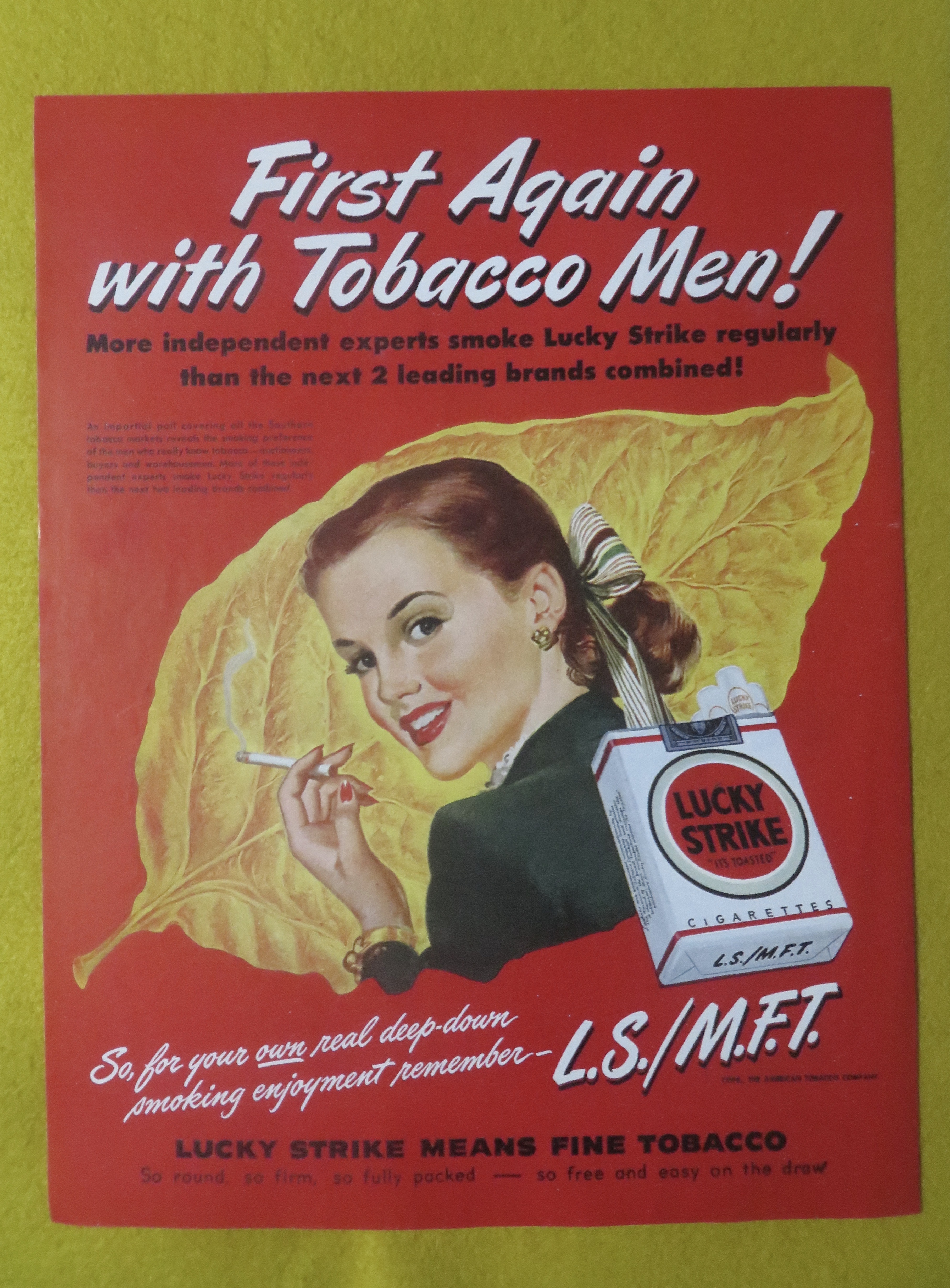 1948 Lucky Strike Cigarettes w/ Woman Holding Cigarette