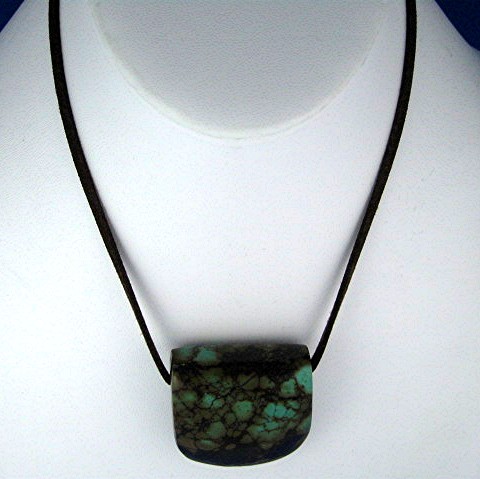 Chinese Turquoise and Chocolate Suede Leather Necklace