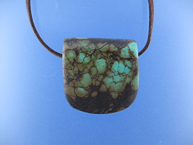 Chinese Turquoise and Chocolate Suede Leather Necklace