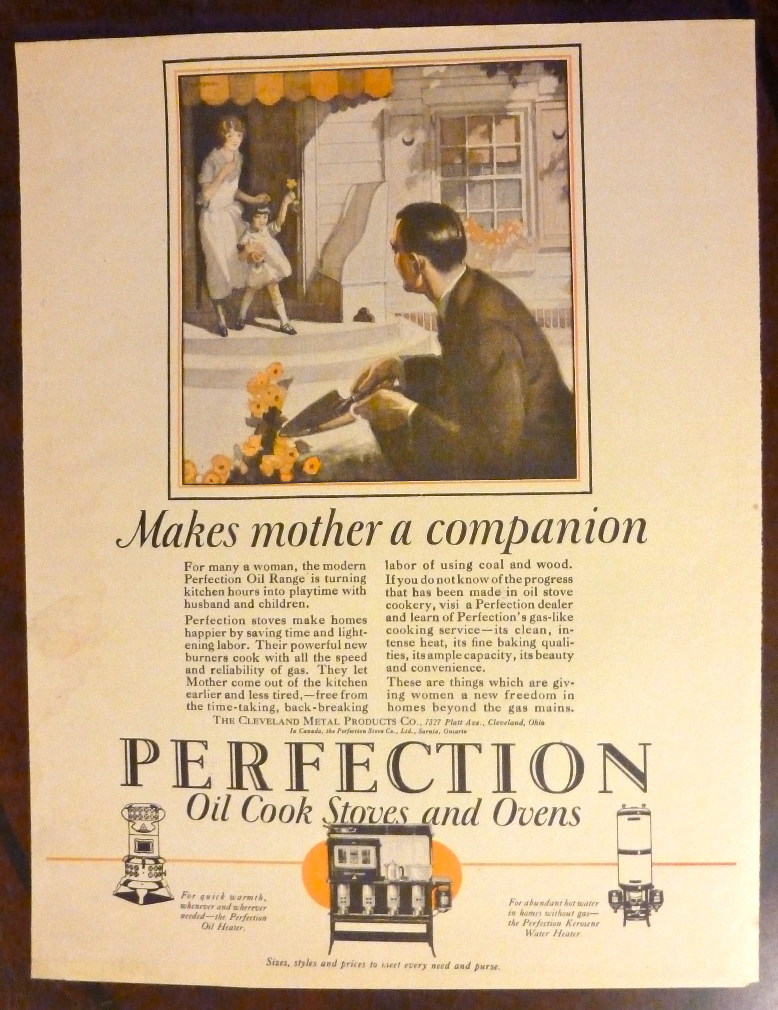 1925 Perfection Oil Cook Stoves & Ovens w/Man Gardening