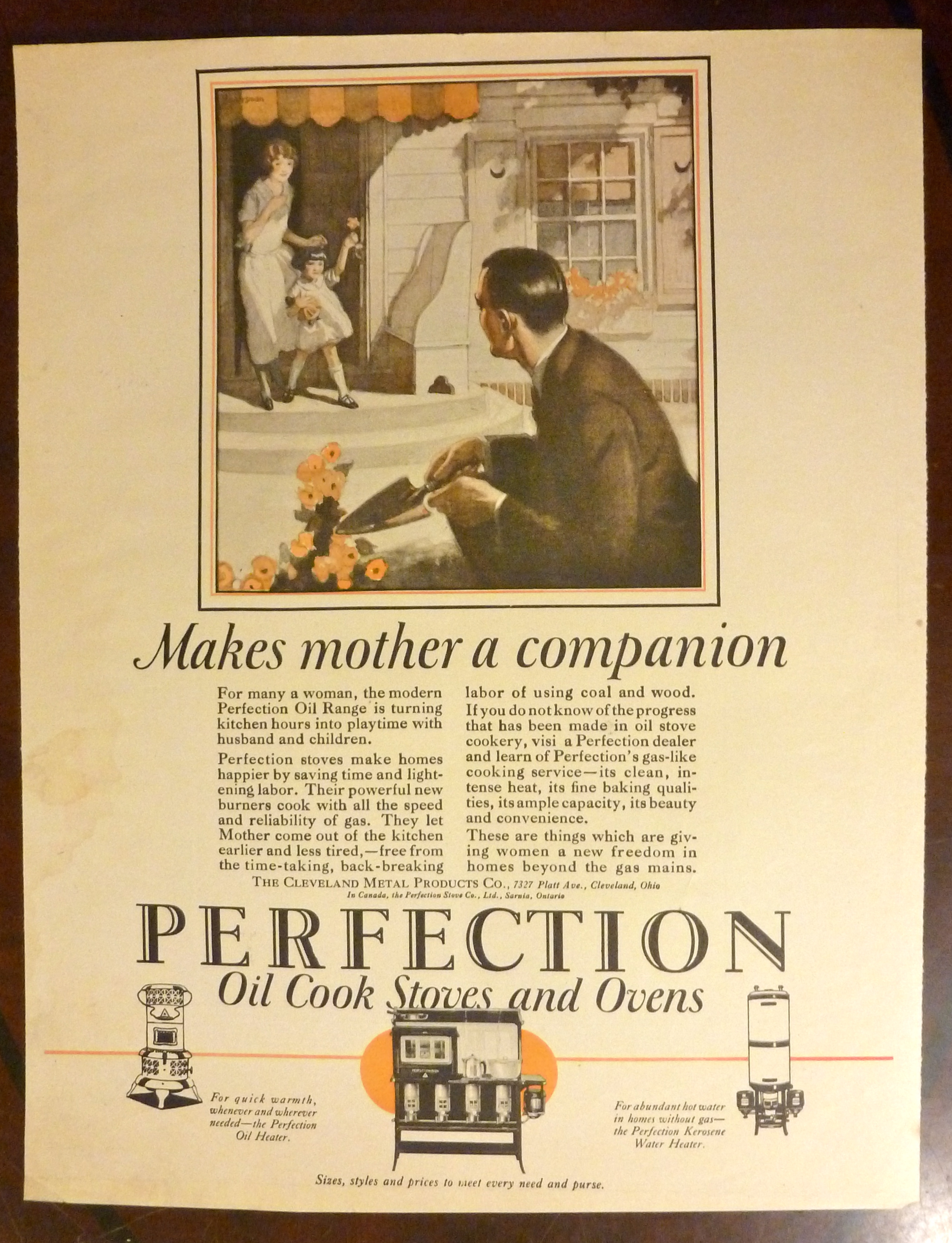 1925 Perfection Oil Cook Stoves & Ovens w/Man Gardening