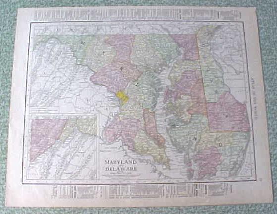 Map Maryland Delaware Baltimore 1912 Antique