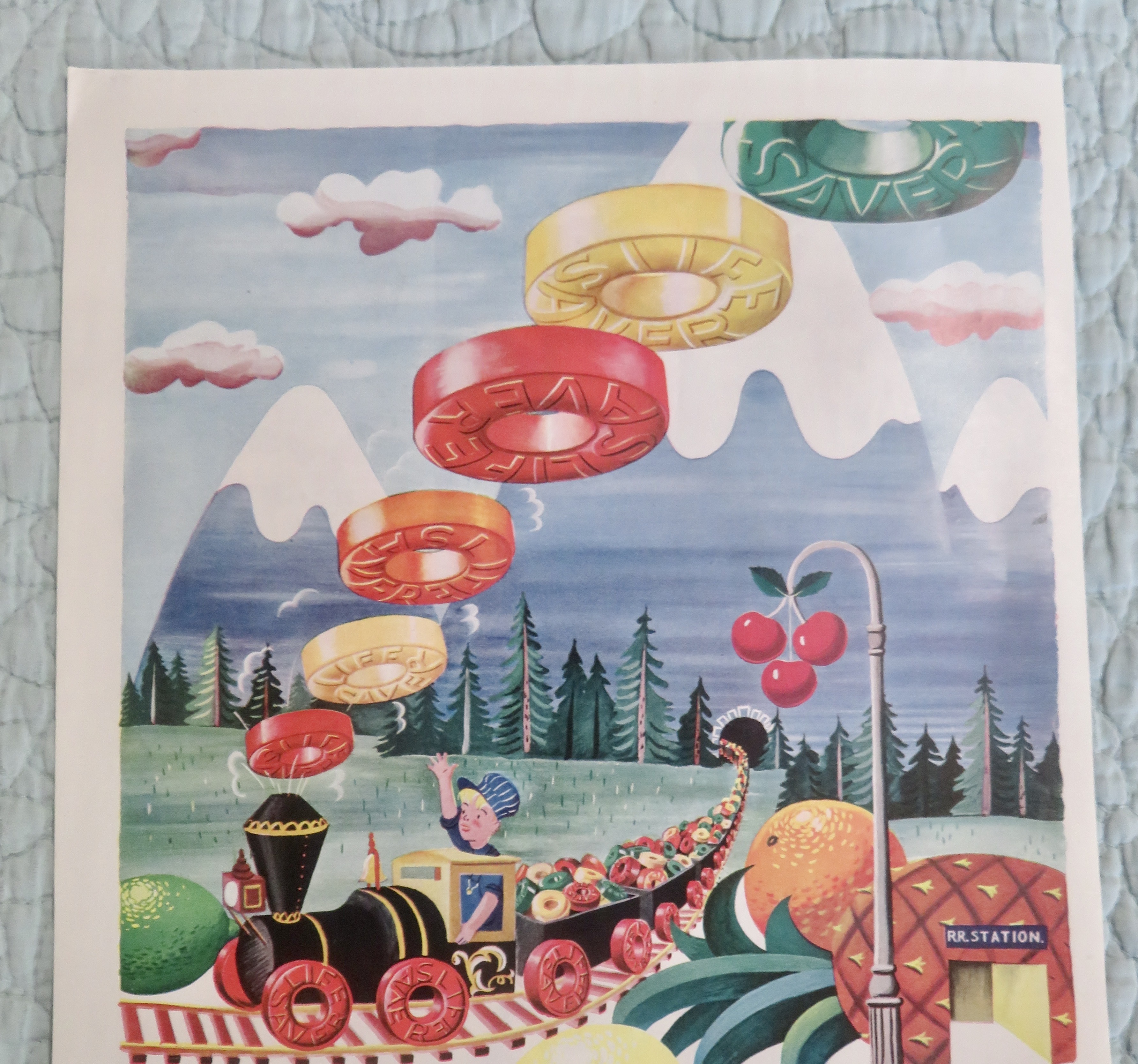 1945 Life Savers Candy with Boy Driving Train of Candy