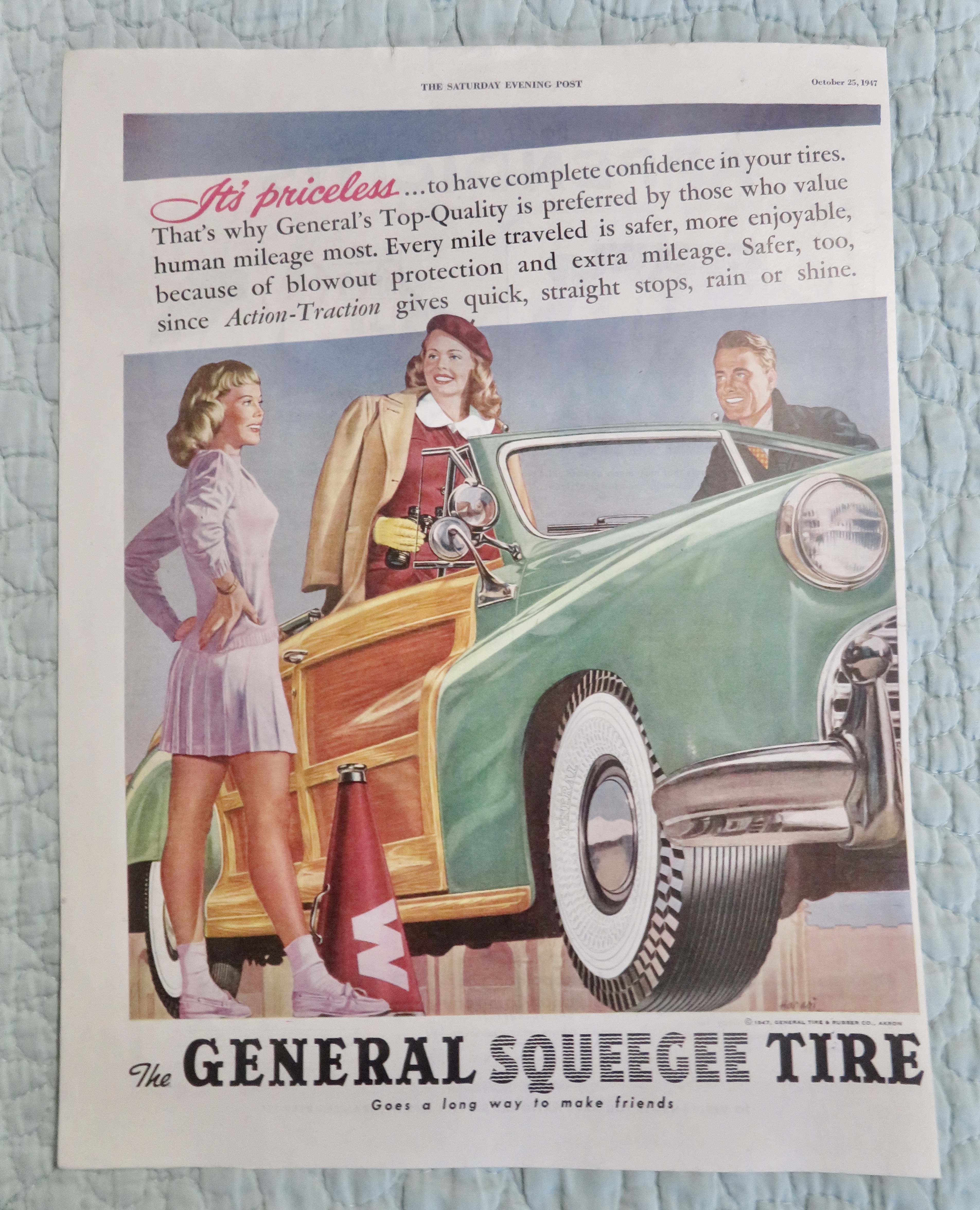 1947 General Squeegee Tire with Woman in a Car Talking