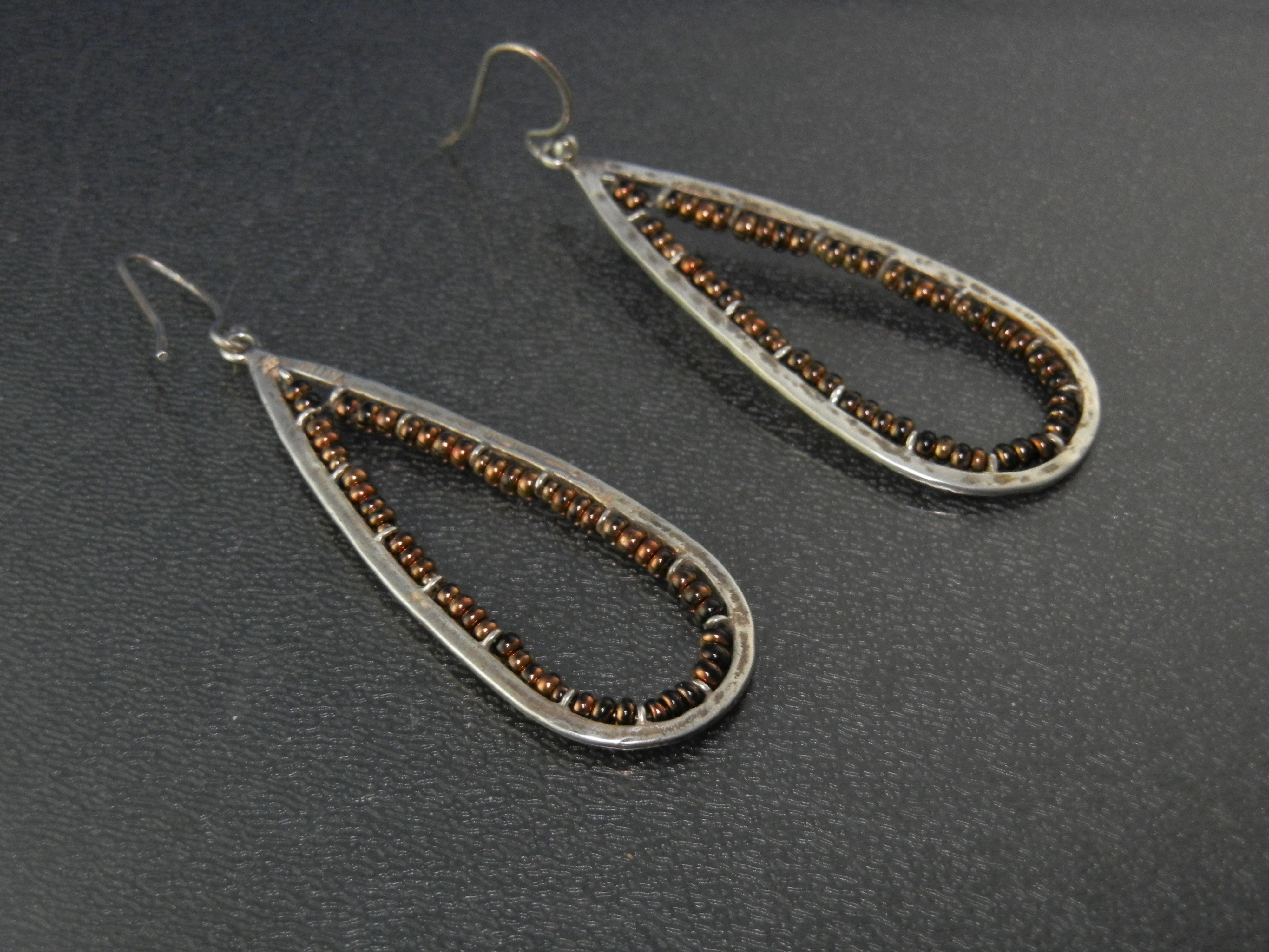 Silpada Sterling Silver Bronze Beads Shepherd Hook Ears
