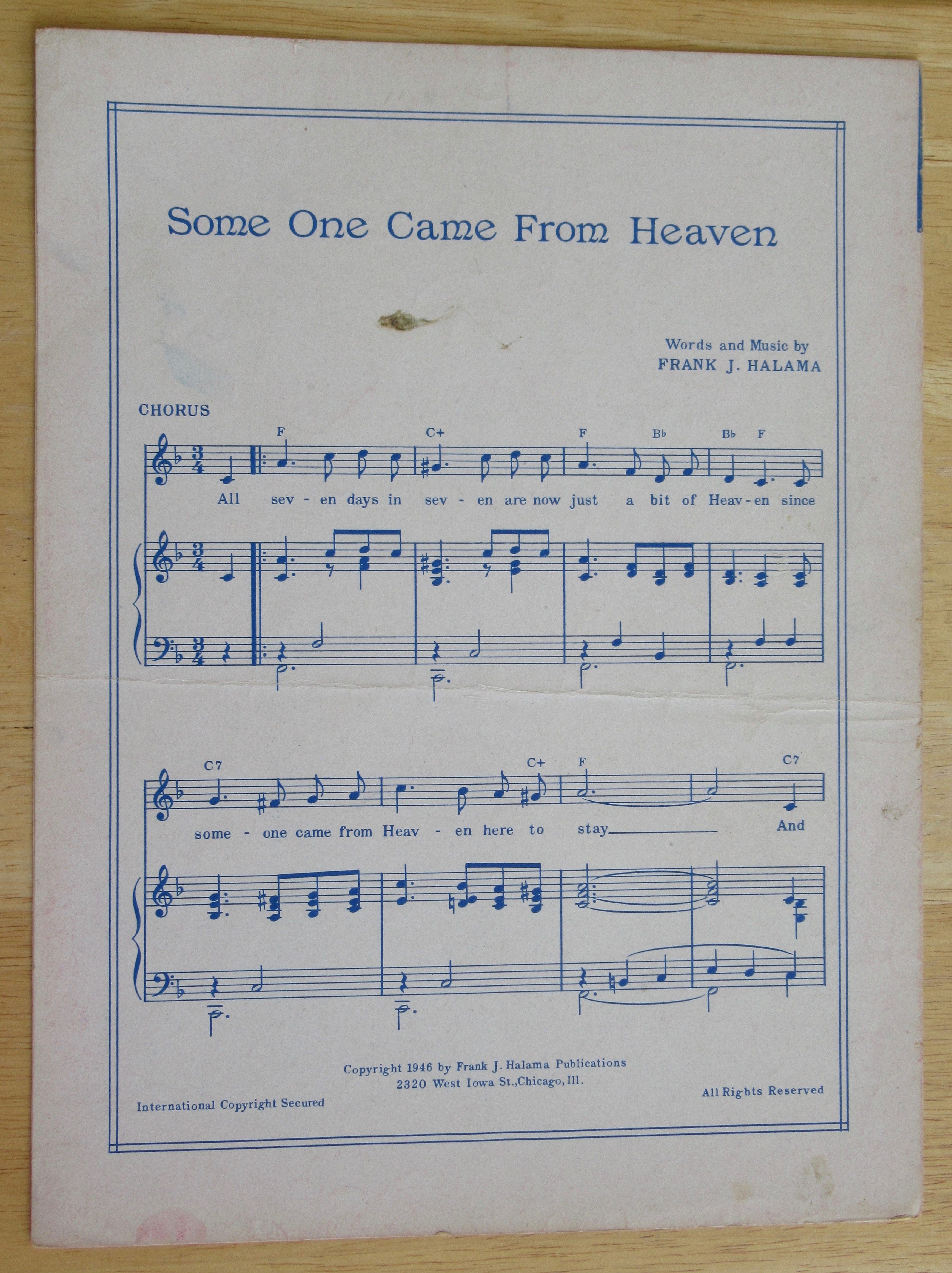 1947 Now It's Rain In Pretty Baby Sheet Music