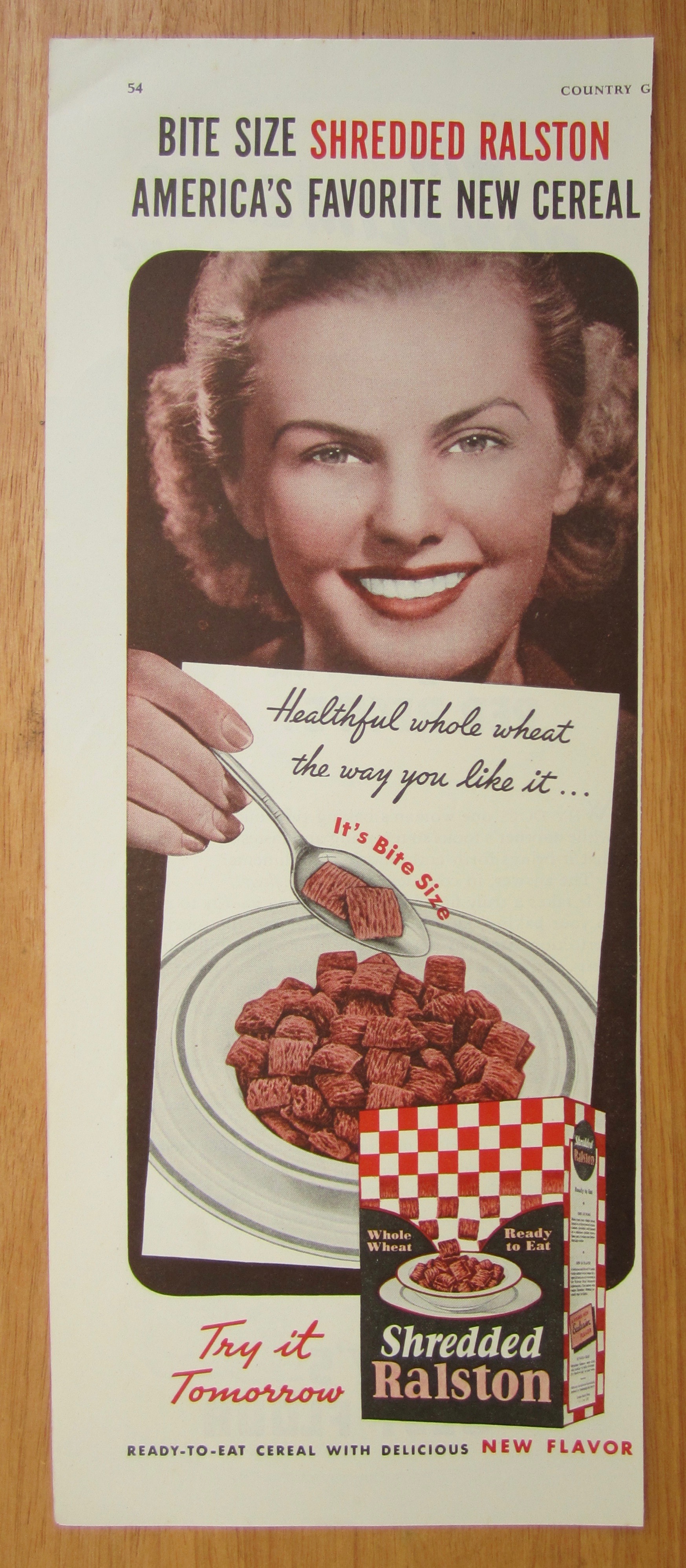 1939 Shredded Ralston with Woman Smiling