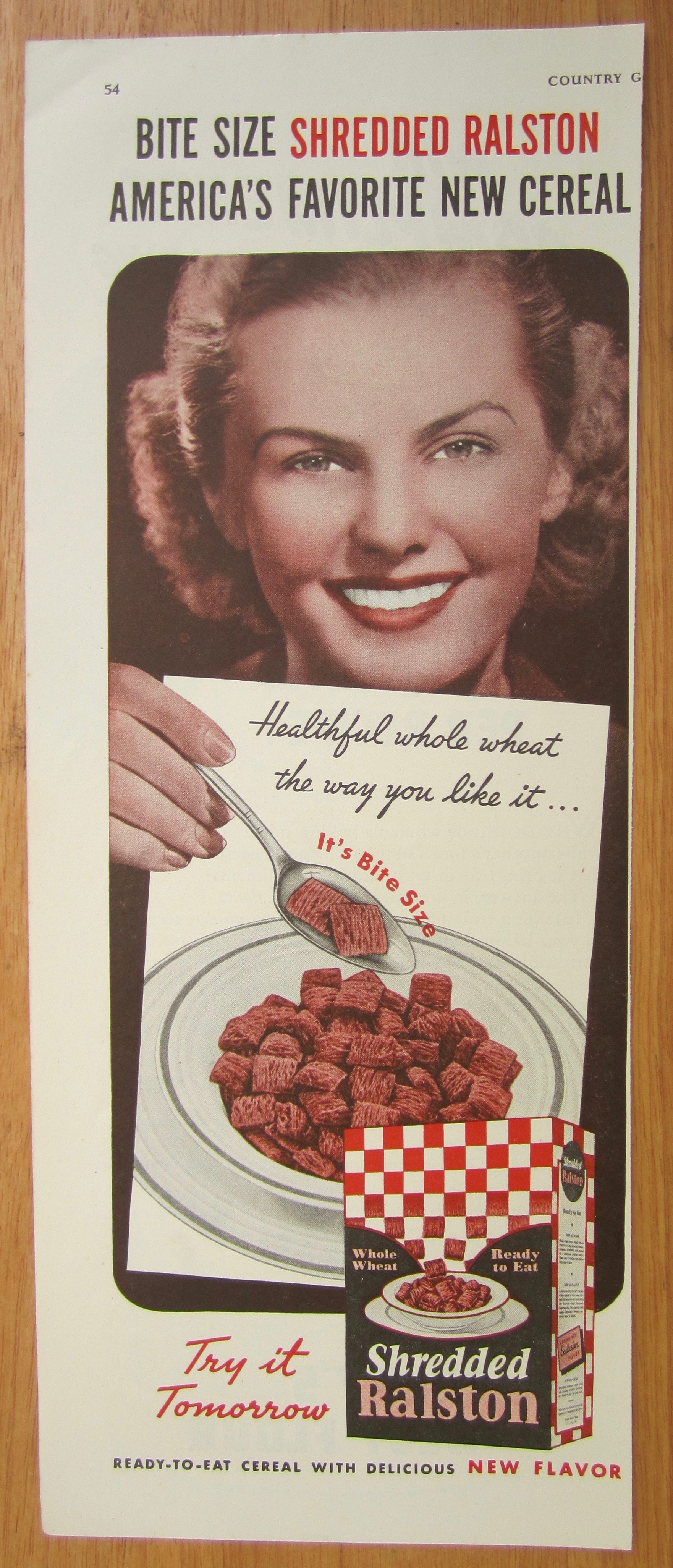 1939 Shredded Ralston with Woman Smiling
