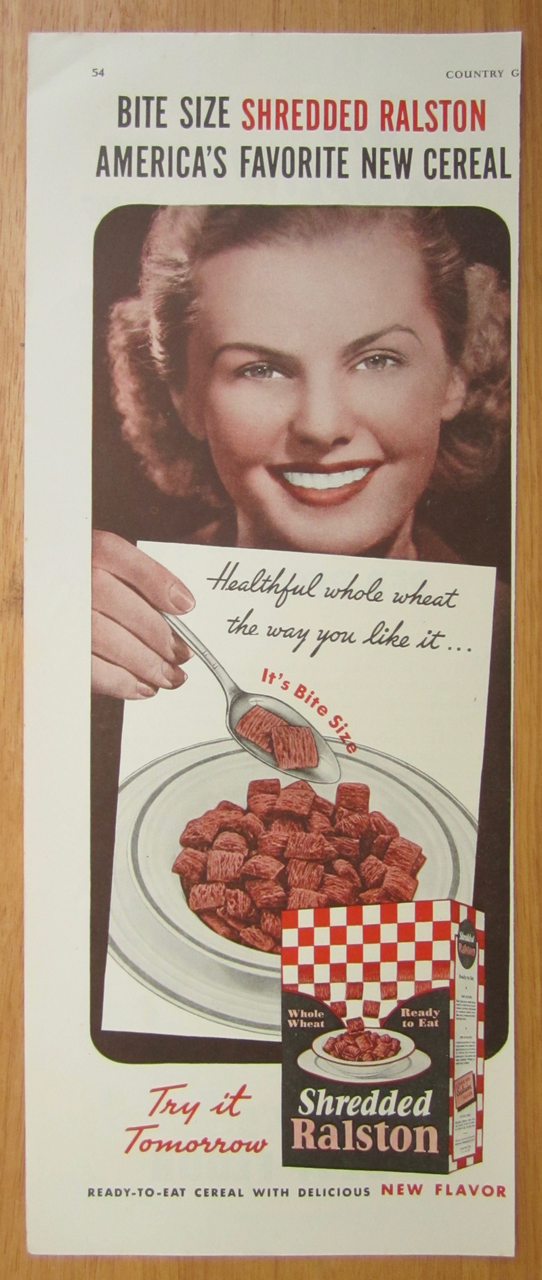 1939 Shredded Ralston with Woman Smiling