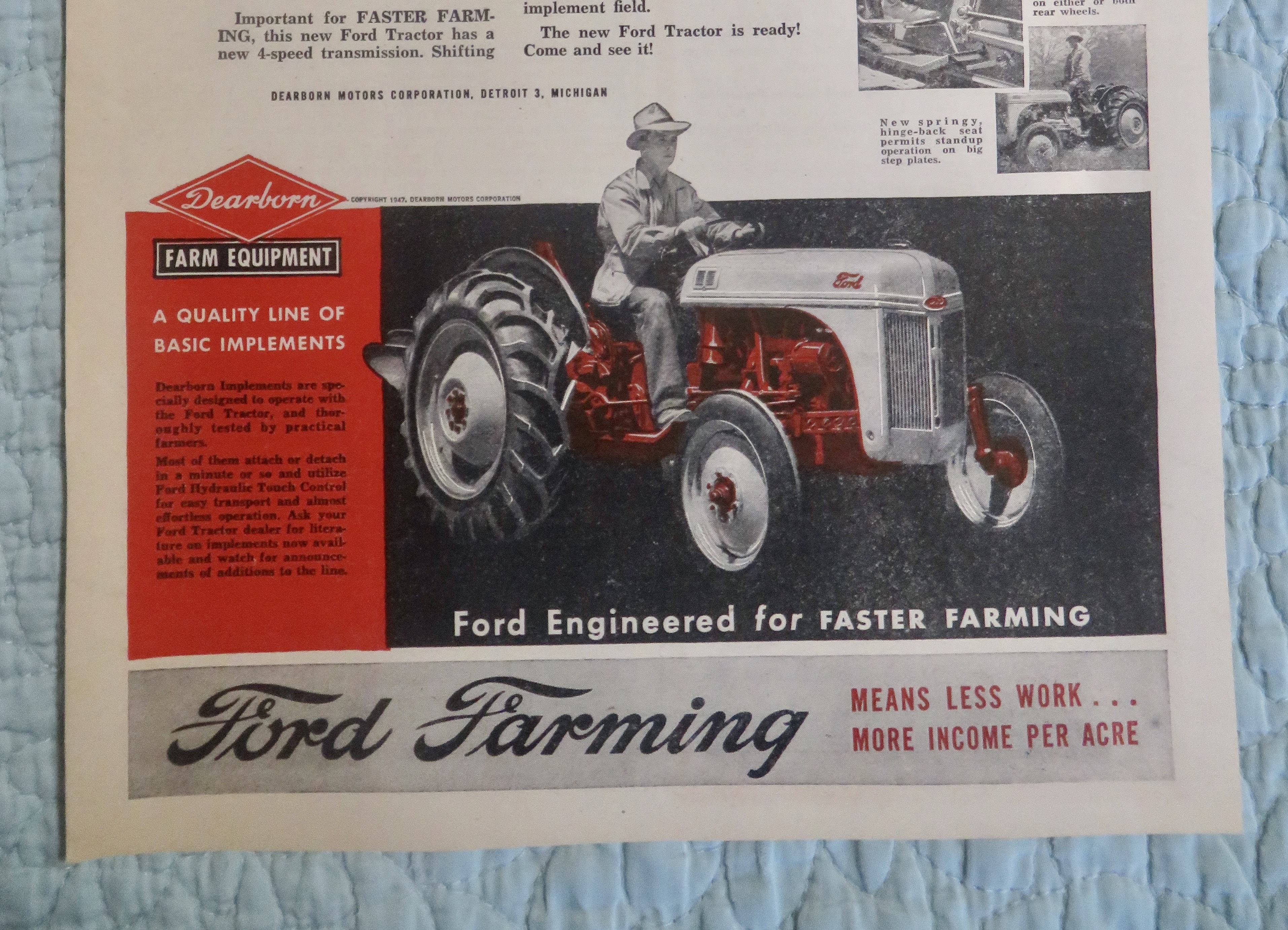 1947 Ford Farming with Farmer On Ford Tractor