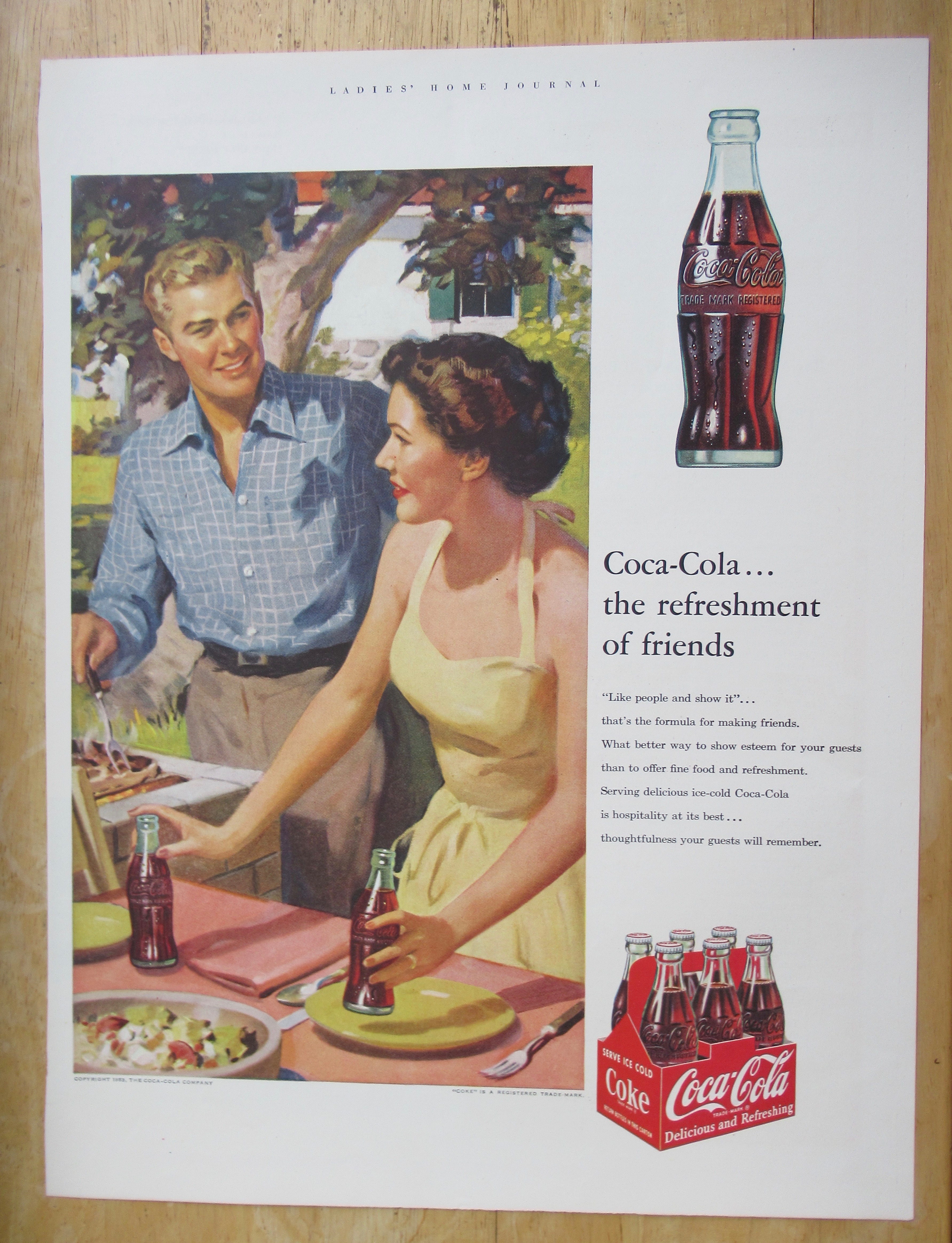 1953 Coca Cola (Coke) with Woman Setting Picnic Table