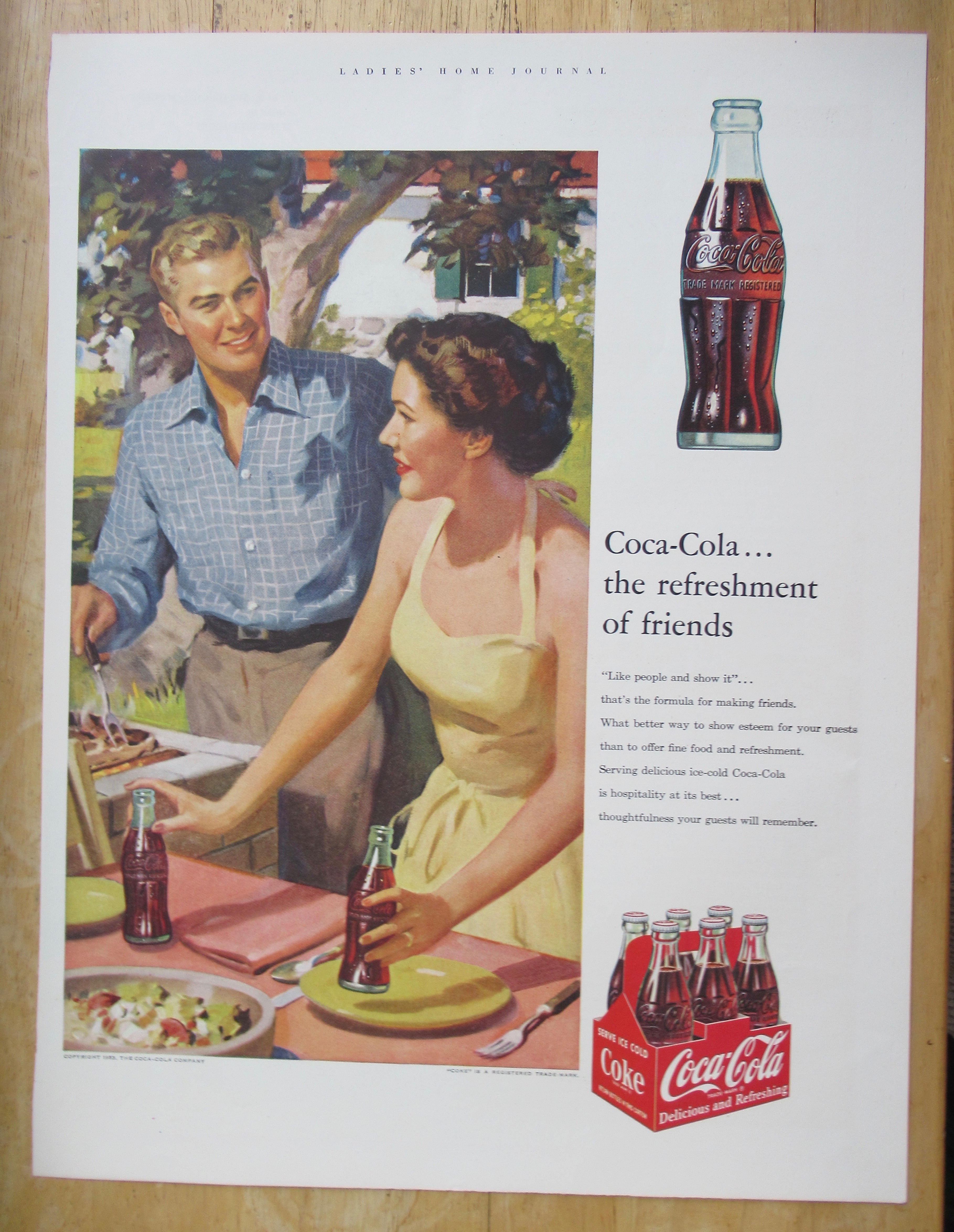 1953 Coca Cola (Coke) with Woman Setting Picnic Table
