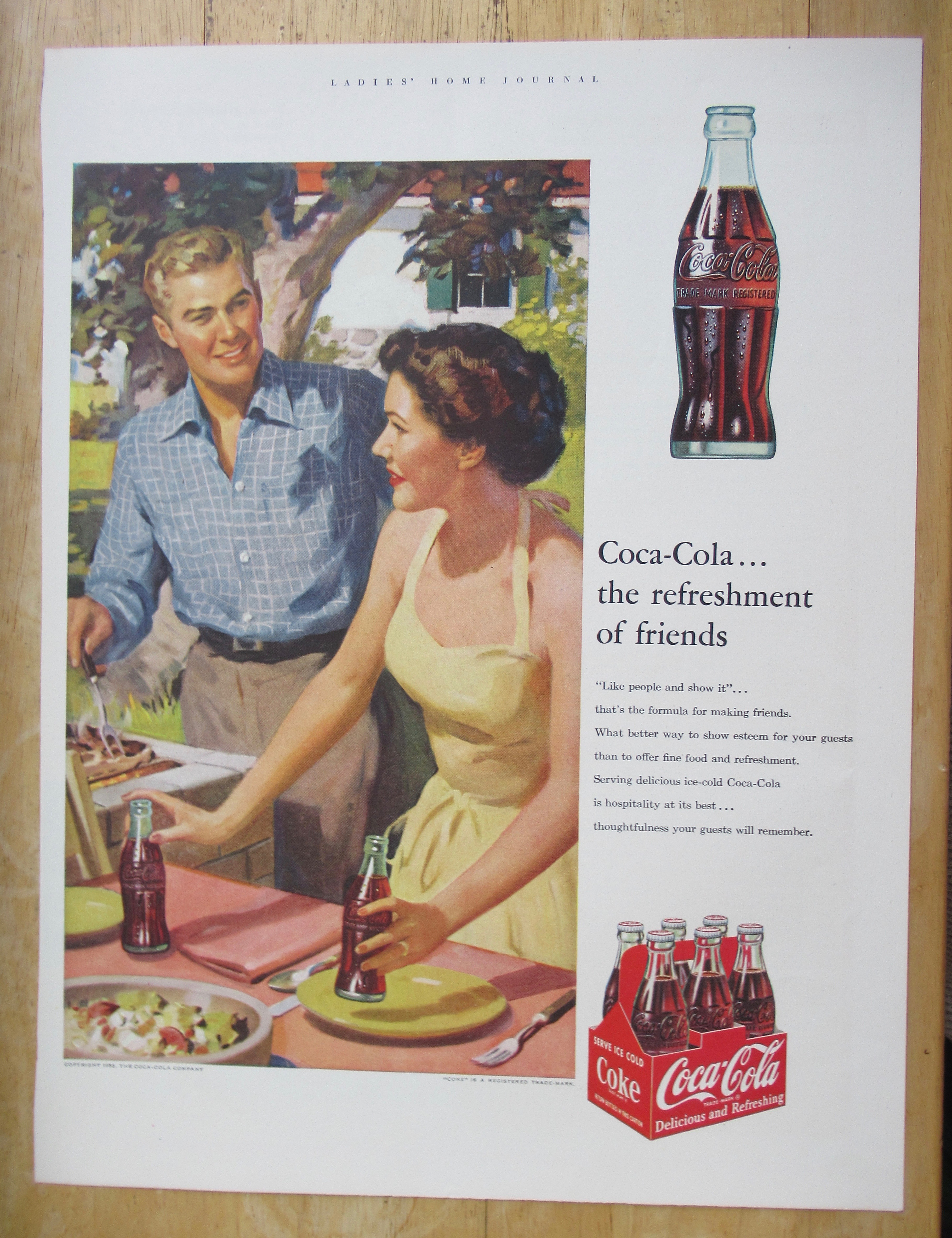 1953 Coca Cola (Coke) with Woman Setting Picnic Table