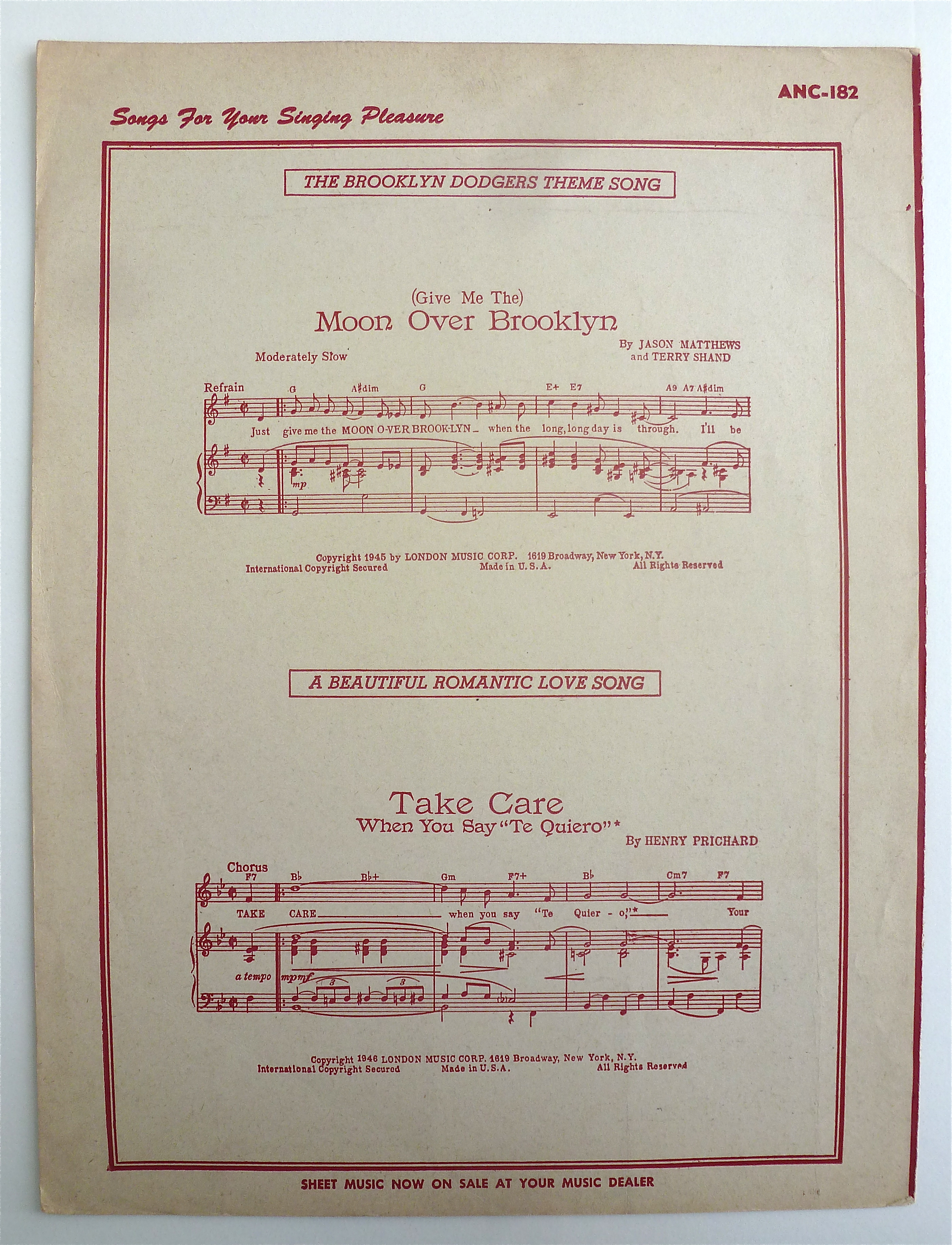 Sheet Music For 1946 What More Can I Ask For