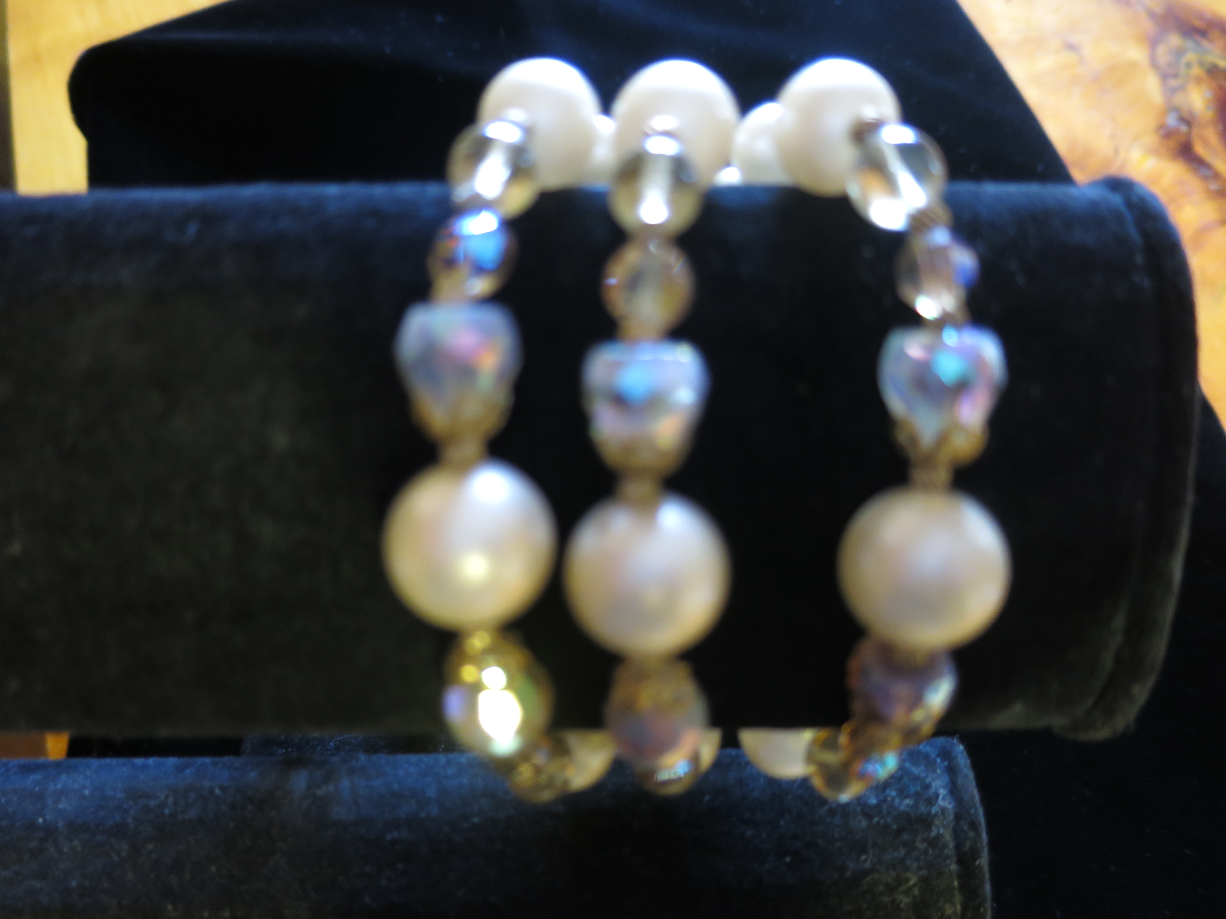 Vintage Beaded Bracelet Three Strand Gold Tone