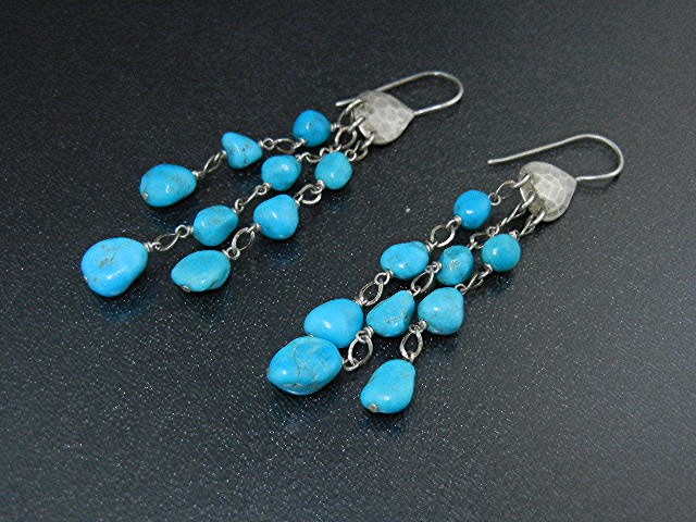Sleeping Beauty Turquoise Sterling Silver Hook Earrings