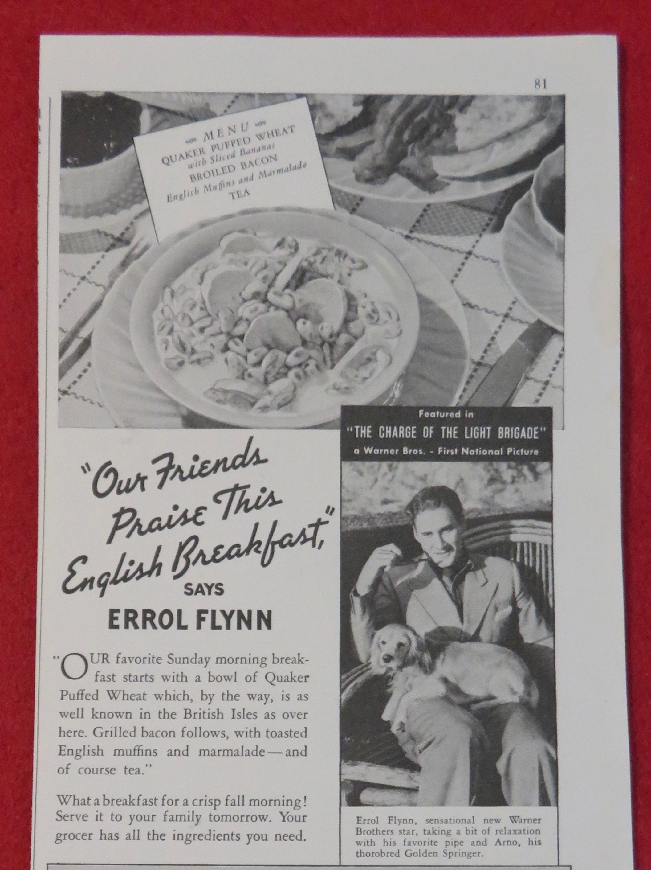1936 Quaker Puffed Wheat with Errol Flynn