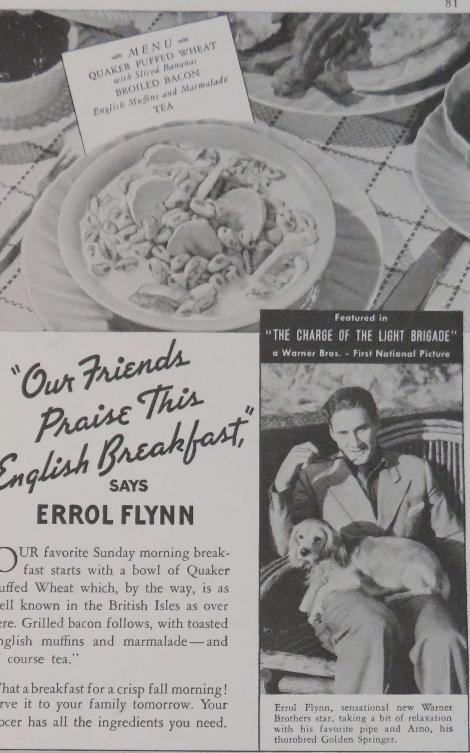 1936 Quaker Puffed Wheat with Errol Flynn