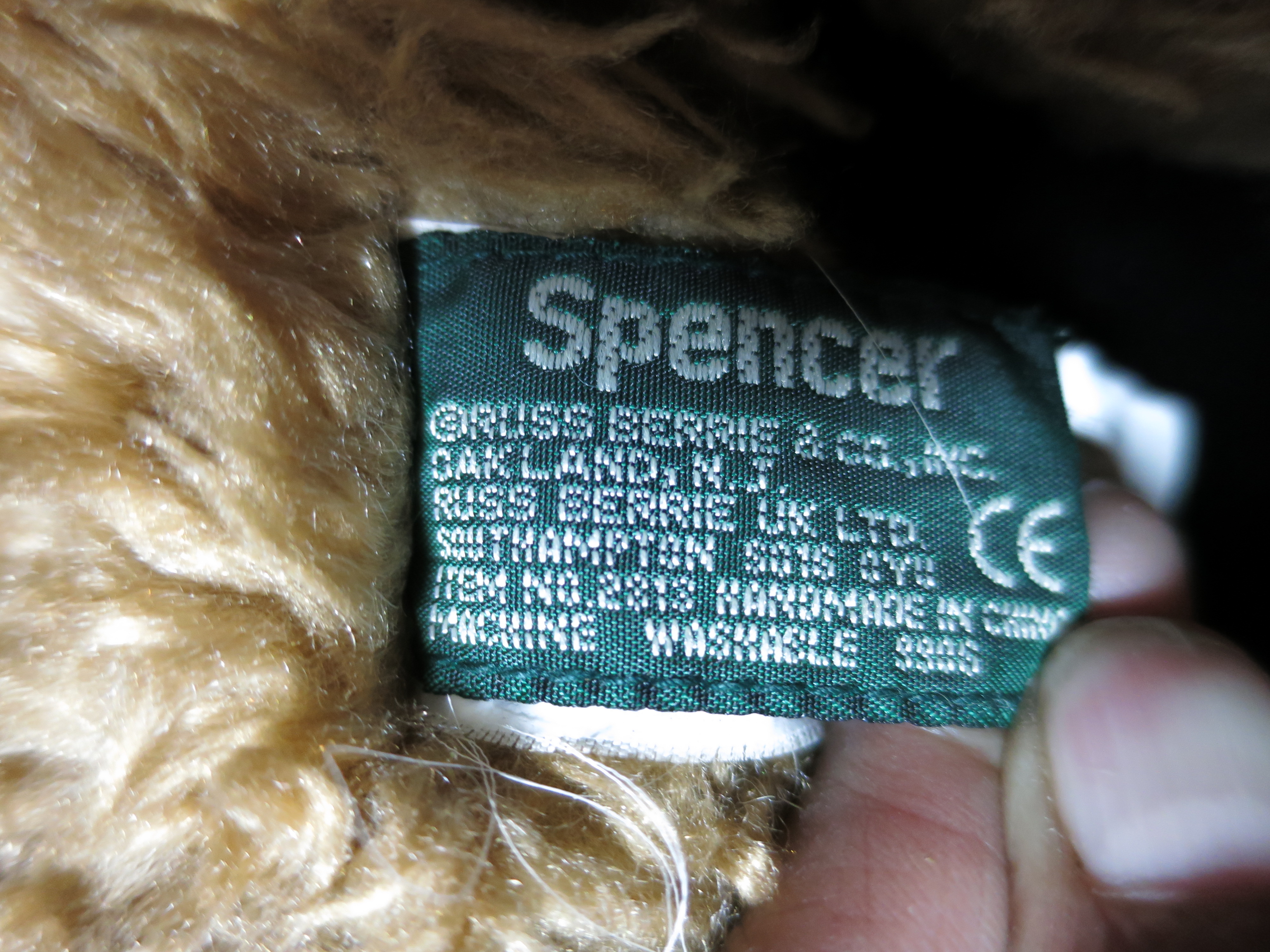 Russ Berrie Spence Teddy Bear Reg number 259