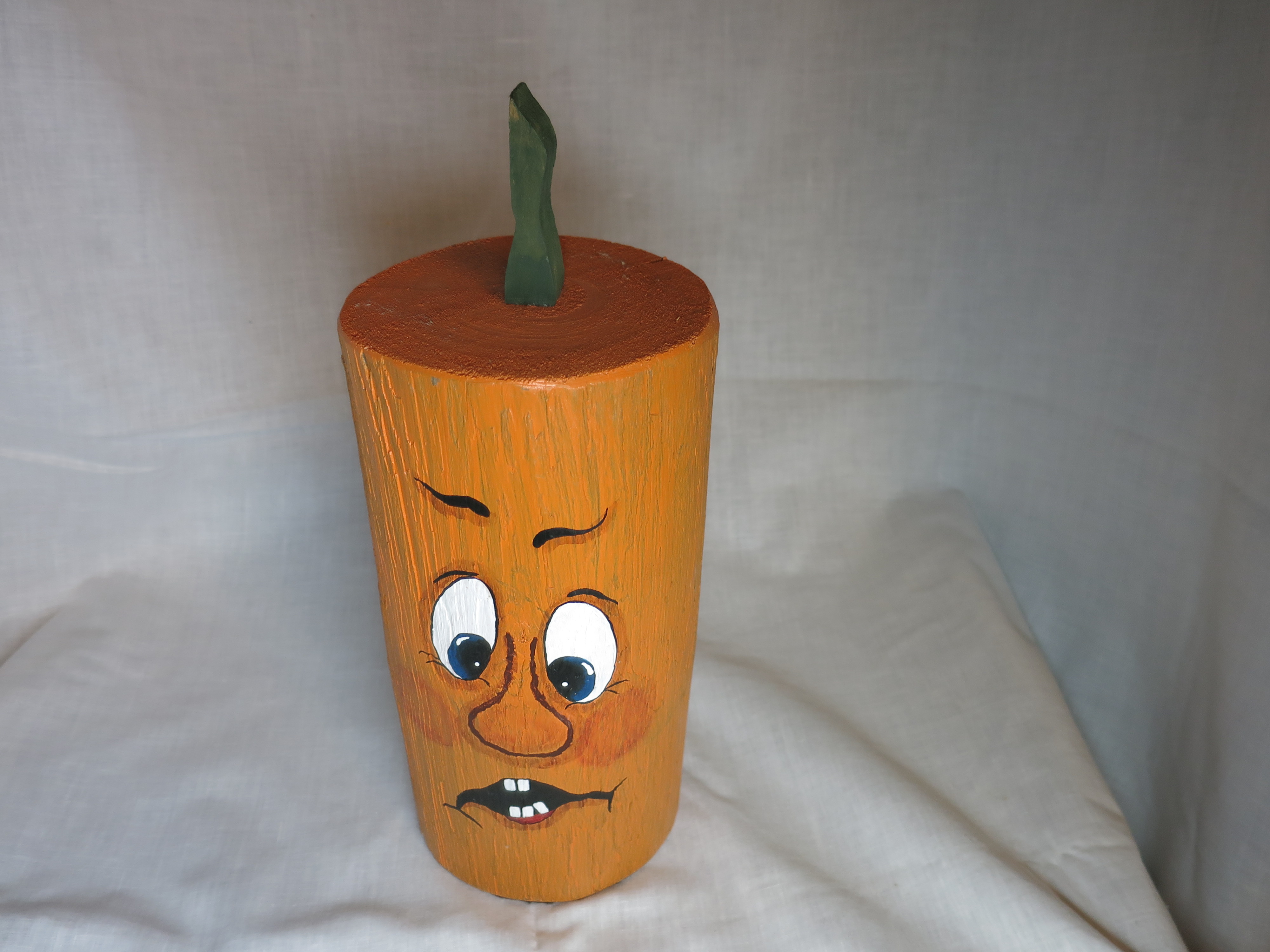 Pumpkin Log Hand Crafted and Painted