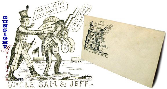 original Civil War Uncle Sam & Jeff  - SATIRICAL  ENVELOPE