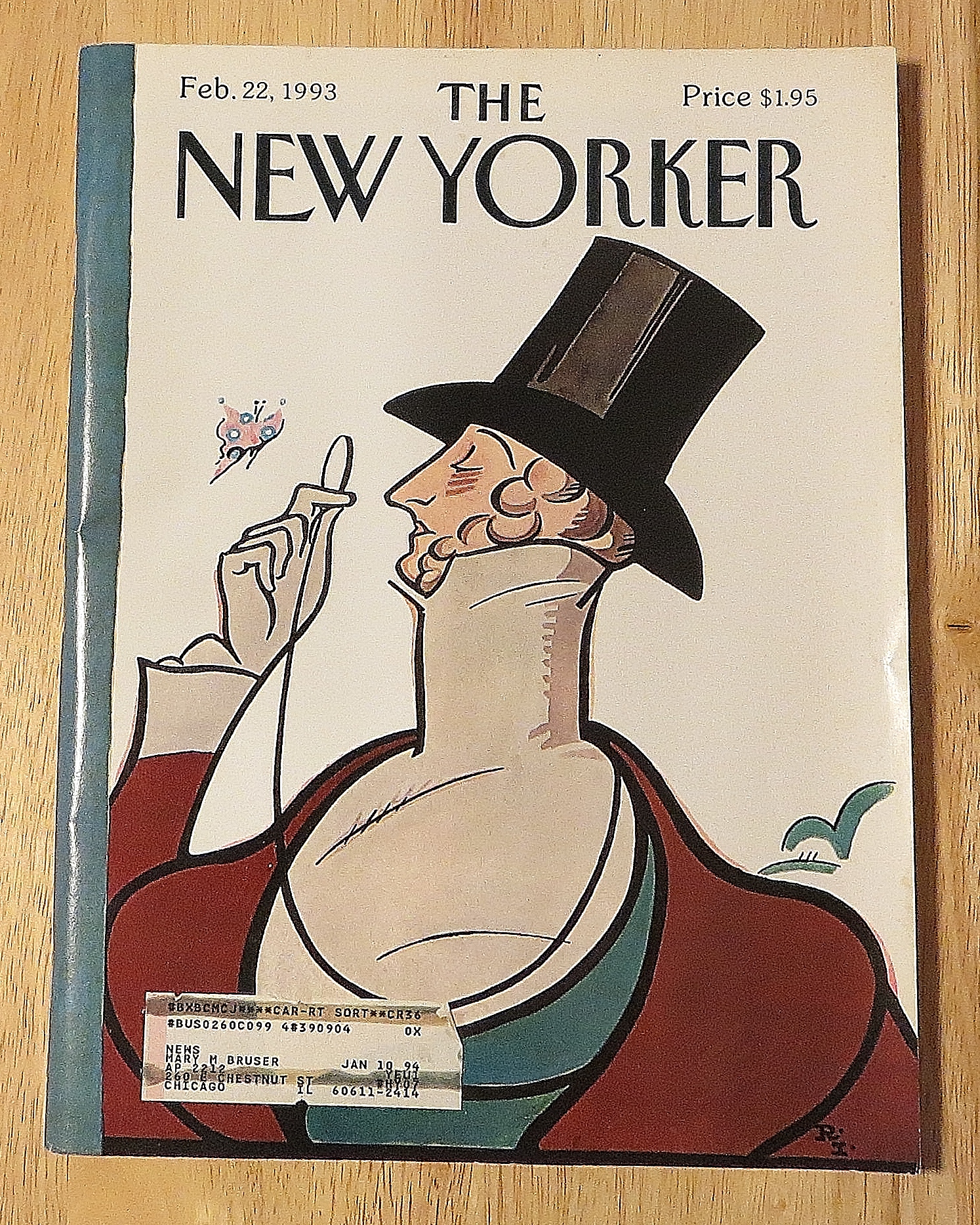 New Yorker Magazine February 22, 1993 Man With Eyeglass