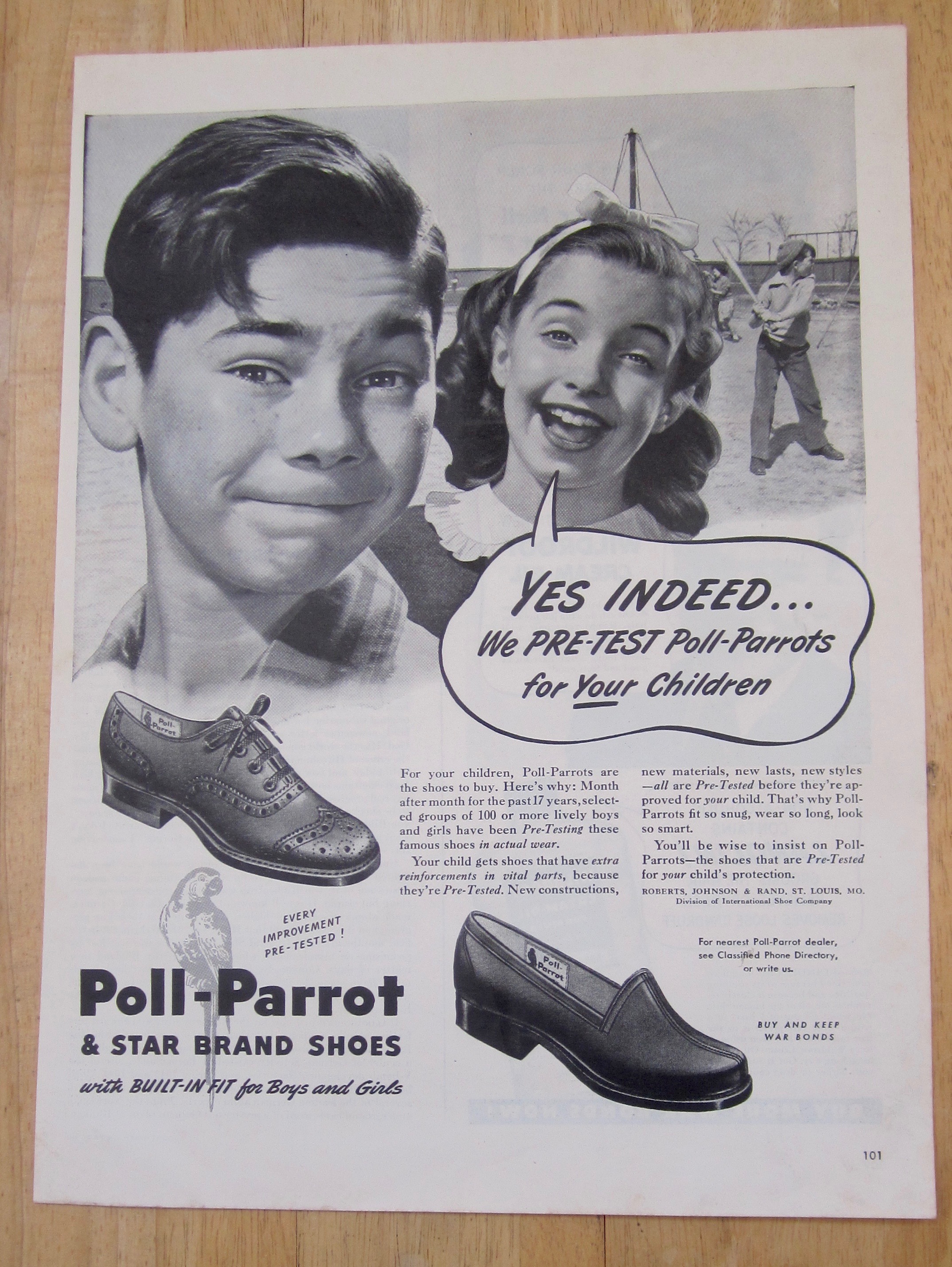 1945 Poll Parrot & Star Brand Shoes with Boy Smiling