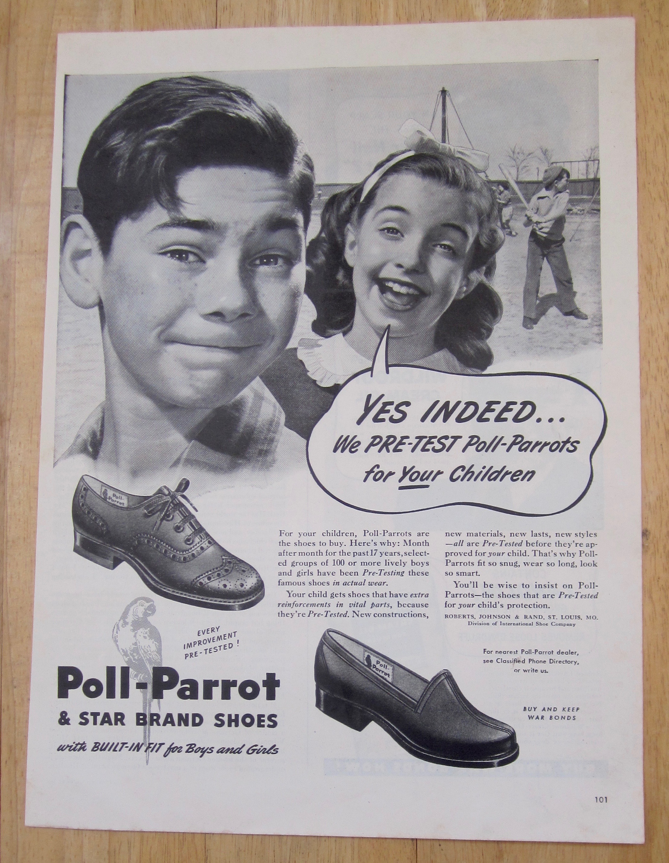 1945 Poll Parrot & Star Brand Shoes with Boy Smiling