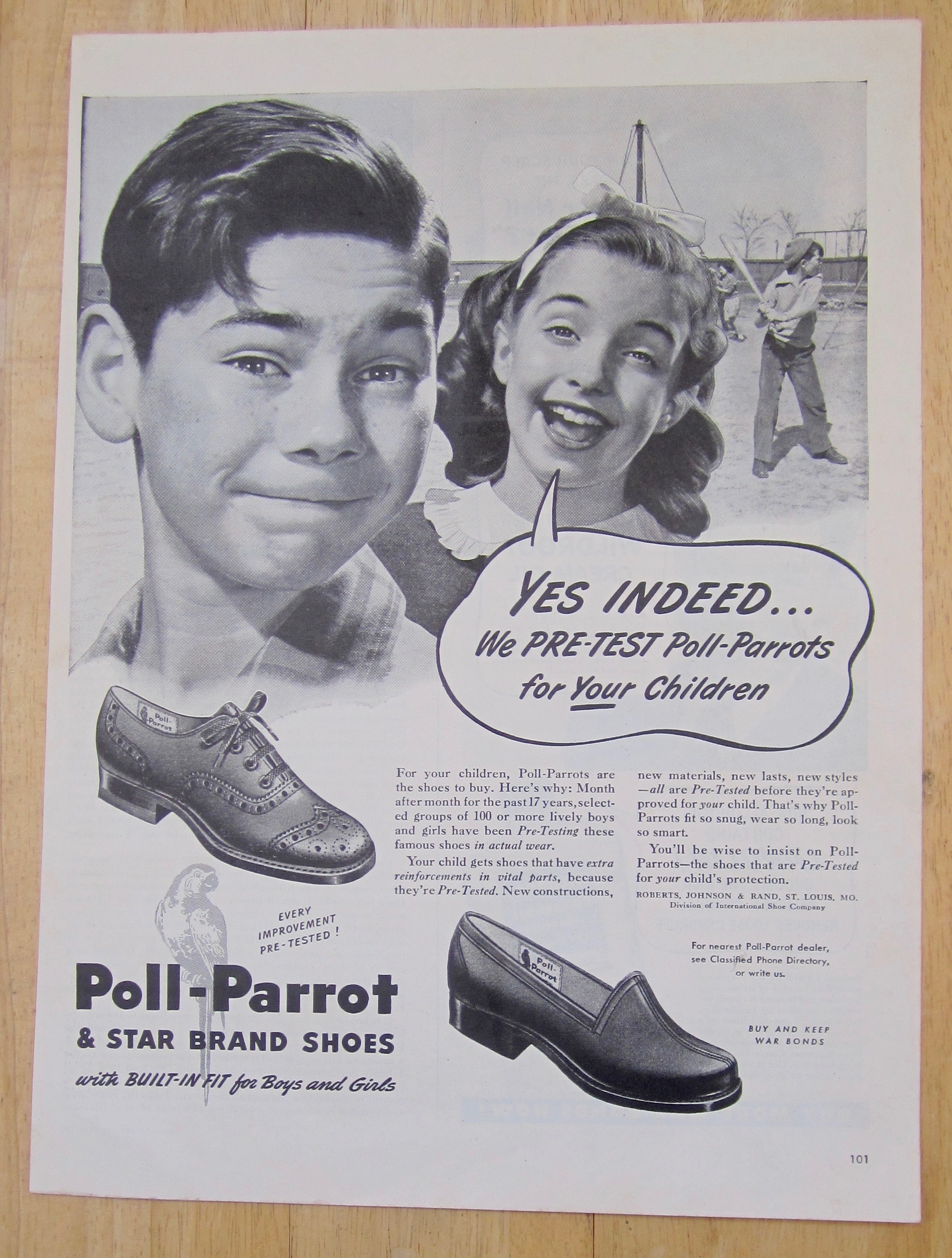 1945 Poll Parrot & Star Brand Shoes with Boy Smiling