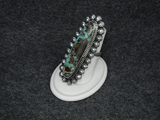 Navajo Dry Creek Turquoise Sterling Silver Ring Leroy J