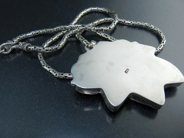 Baltic Amber Leaf Sterling Silver Pendant Large