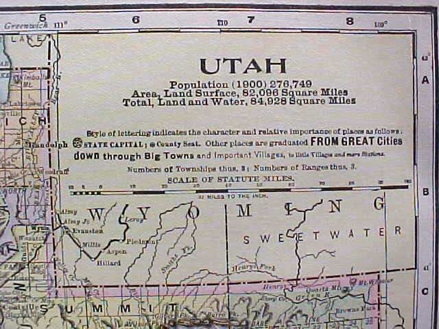 Antique Map Utah Montana 1906 Nice Colors