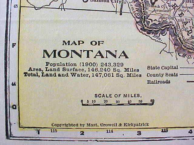 Antique Map Utah Montana 1906 Nice Colors