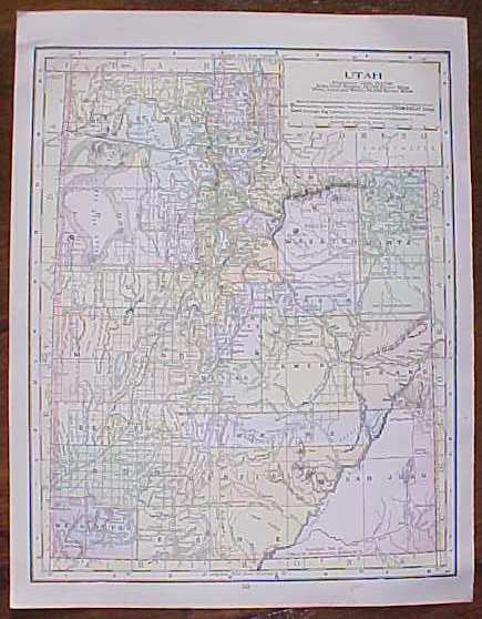 Antique Map Utah Montana 1906 Nice Colors