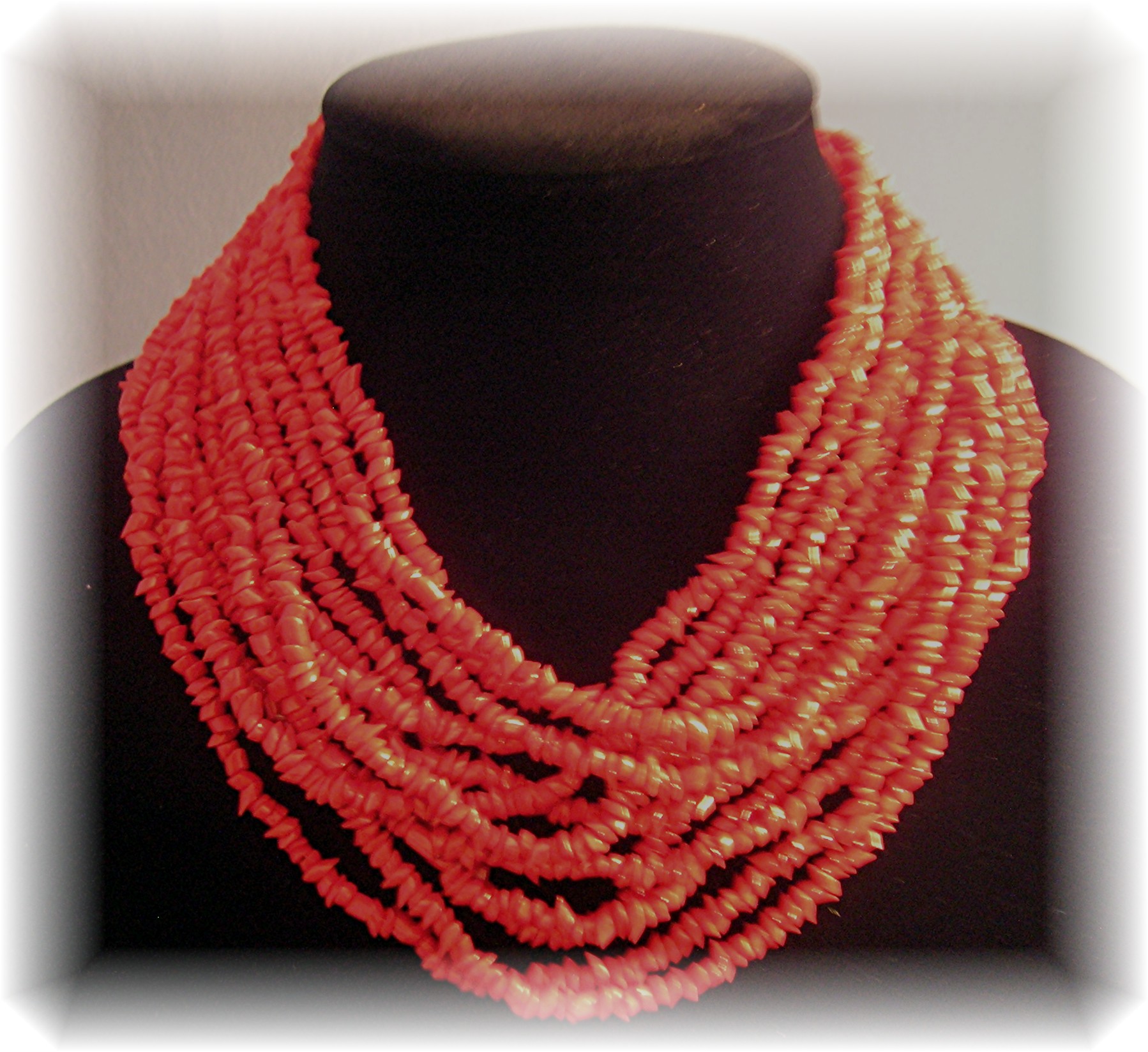Coral or Glass Necklace 12 Strands
