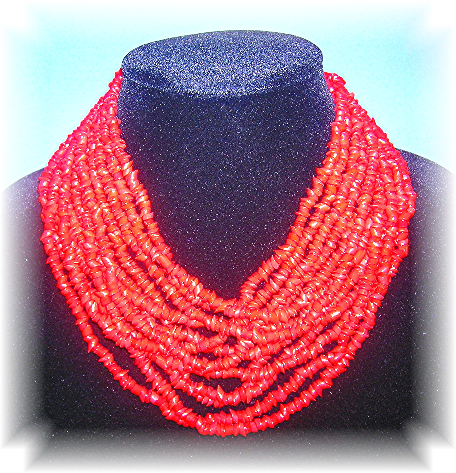 Coral or Glass Necklace 12 Strands