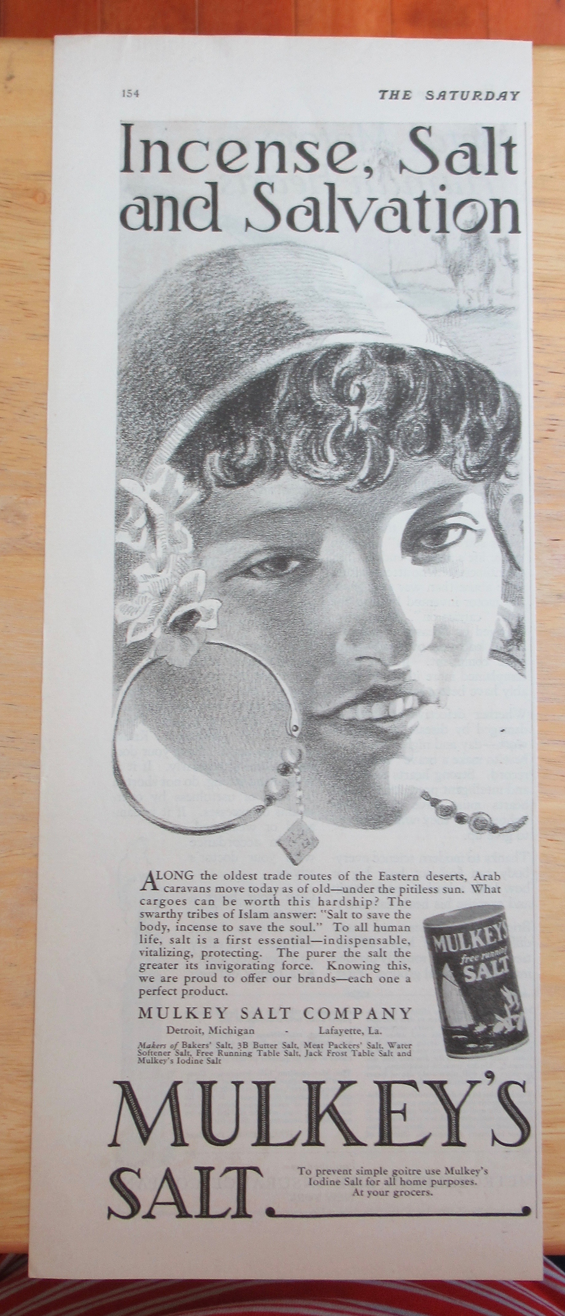 1928 Mulkey's Salt with Lovely Woman's Face
