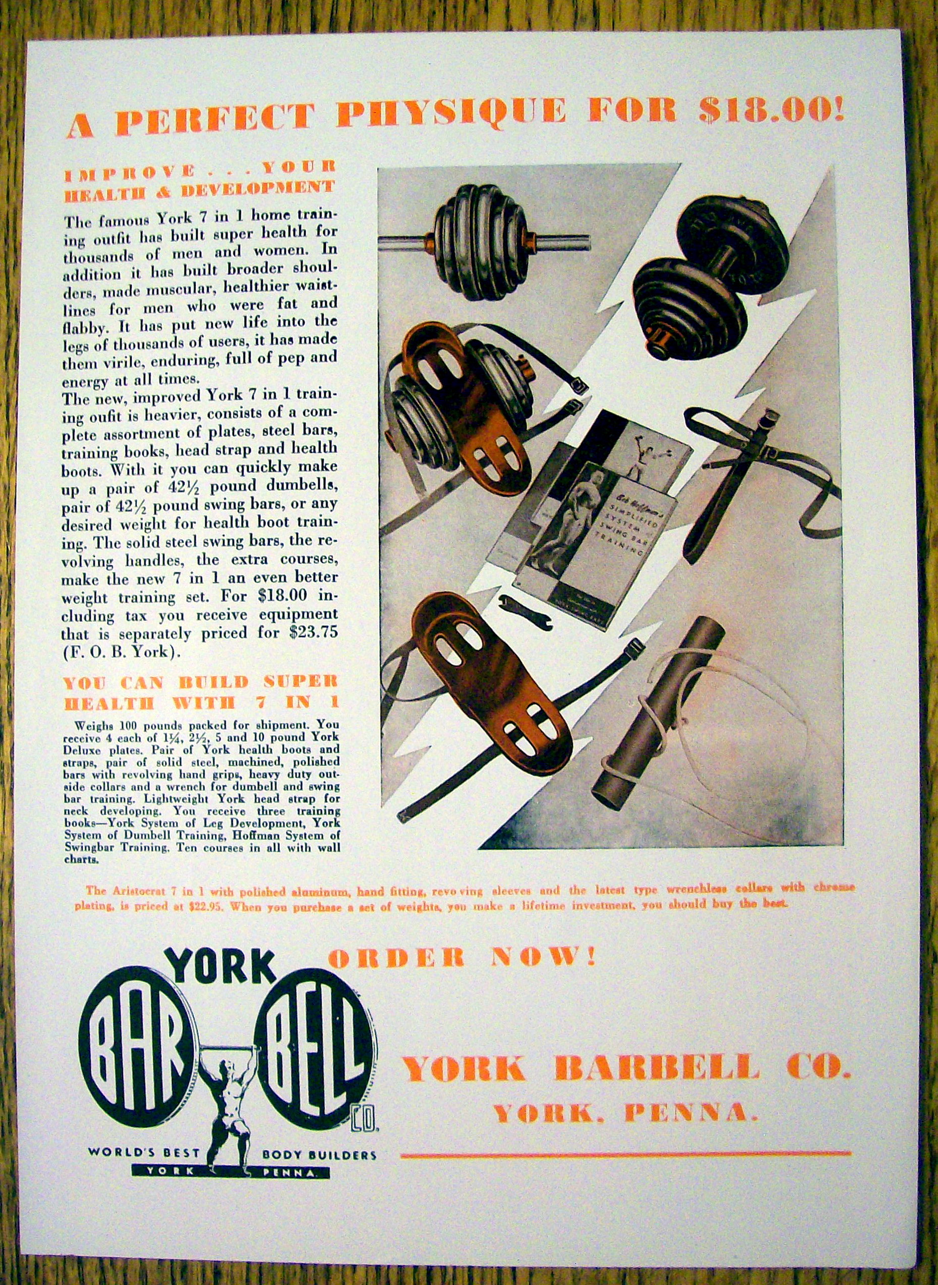 1948 York Barbell with Aristocrat 7 in 1 Training Set