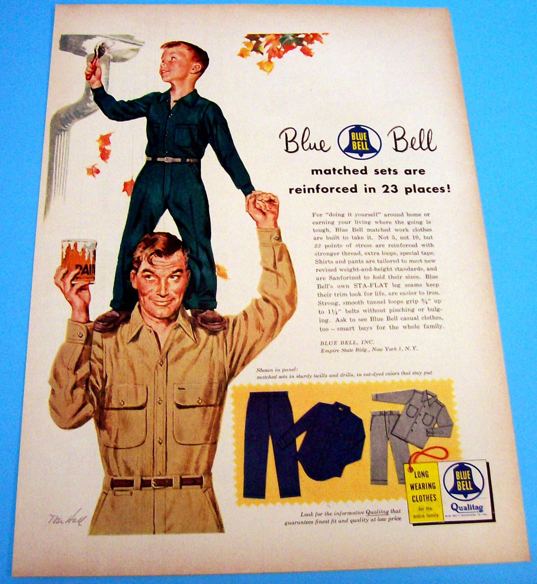 1954 Blue Bell Clothes with Boy on Father's Shoulders