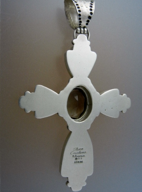 Davis Troutman Blonde Coral Sterling Silver Gems Cross