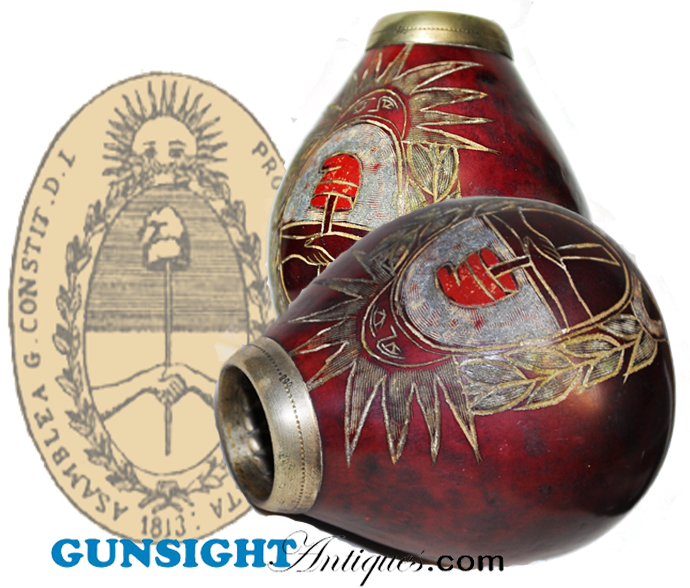 Silver Mounted / Decorated -  Antique DRINKING GOURD