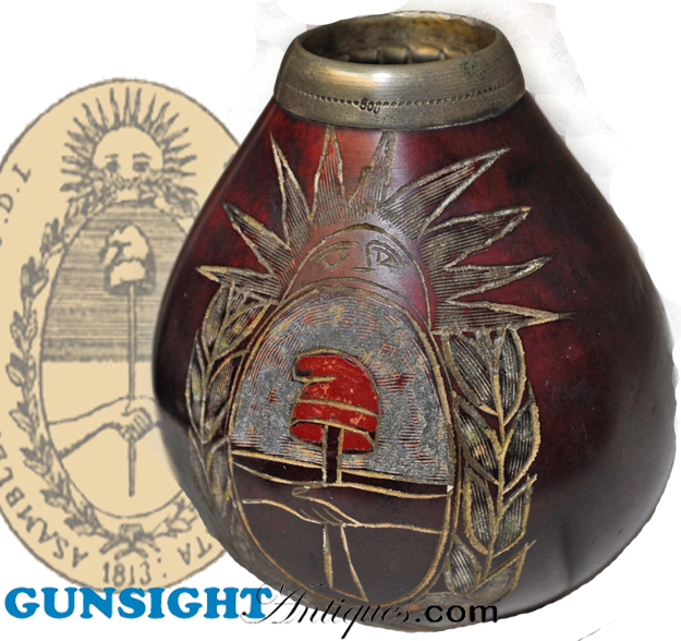 Silver Mounted / Decorated -  Antique DRINKING GOURD