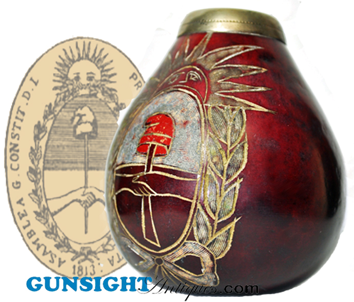 Silver Mounted / Decorated -  Antique DRINKING GOURD