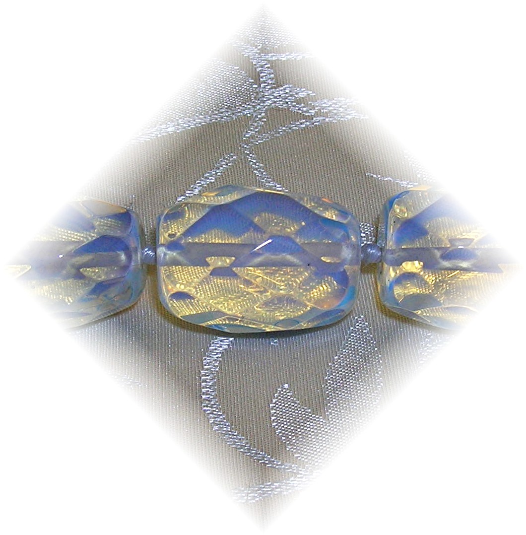Opaline Glass Faceted  Bead Necklace Hand Knotted