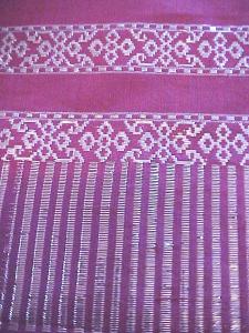 Vintage Sari Rose Silk Ornate Silver Designs