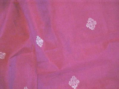 Vintage Sari Rose Silk Ornate Silver Designs