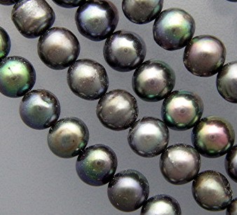 EX EX  Freshwater 6.2mm Grey Pearl  Necklace Sterling C