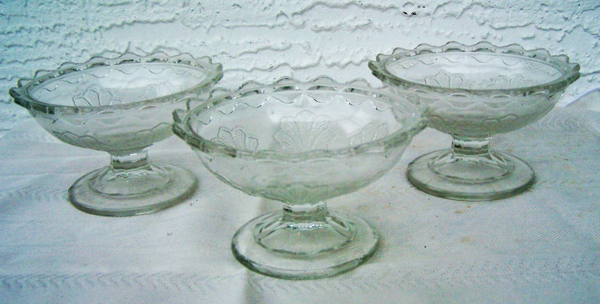 3 Clear Glass Stemmed Pattern Sherbets