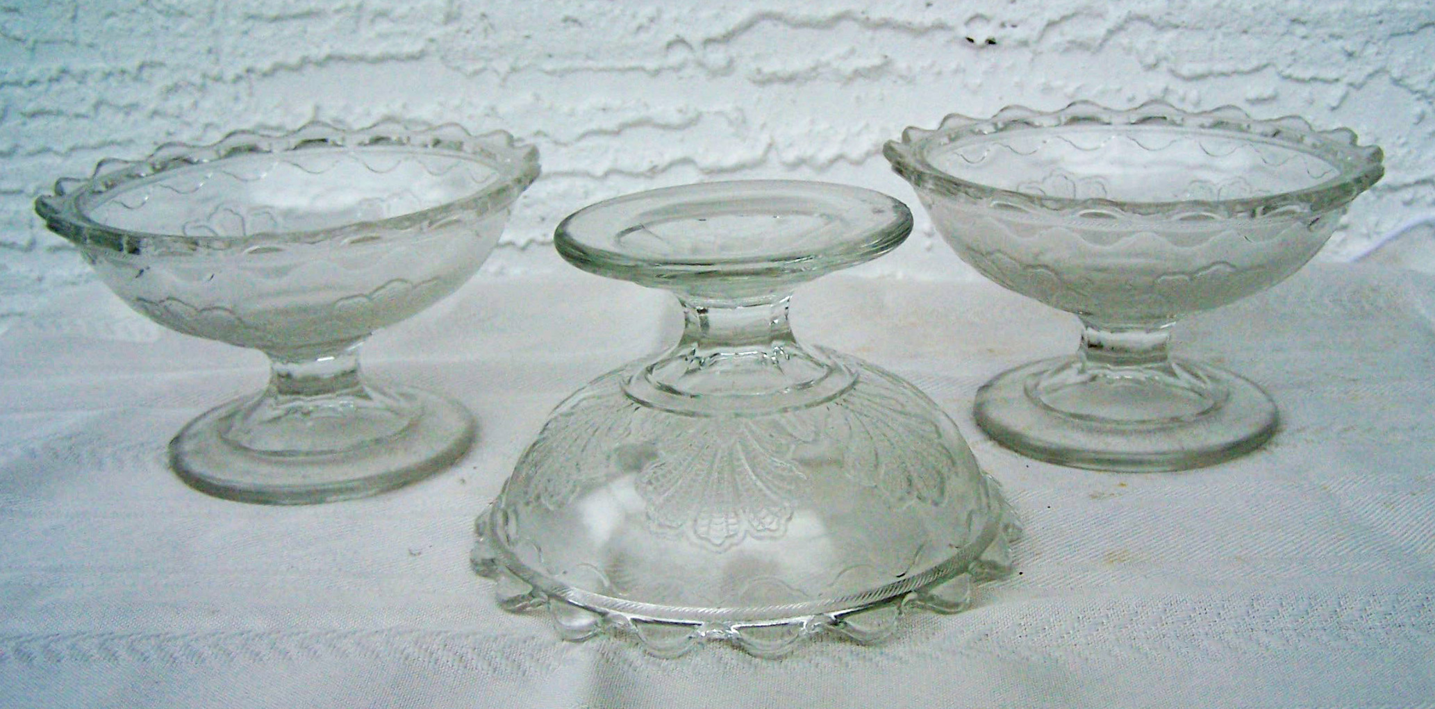 3 Clear Glass Stemmed Pattern Sherbets