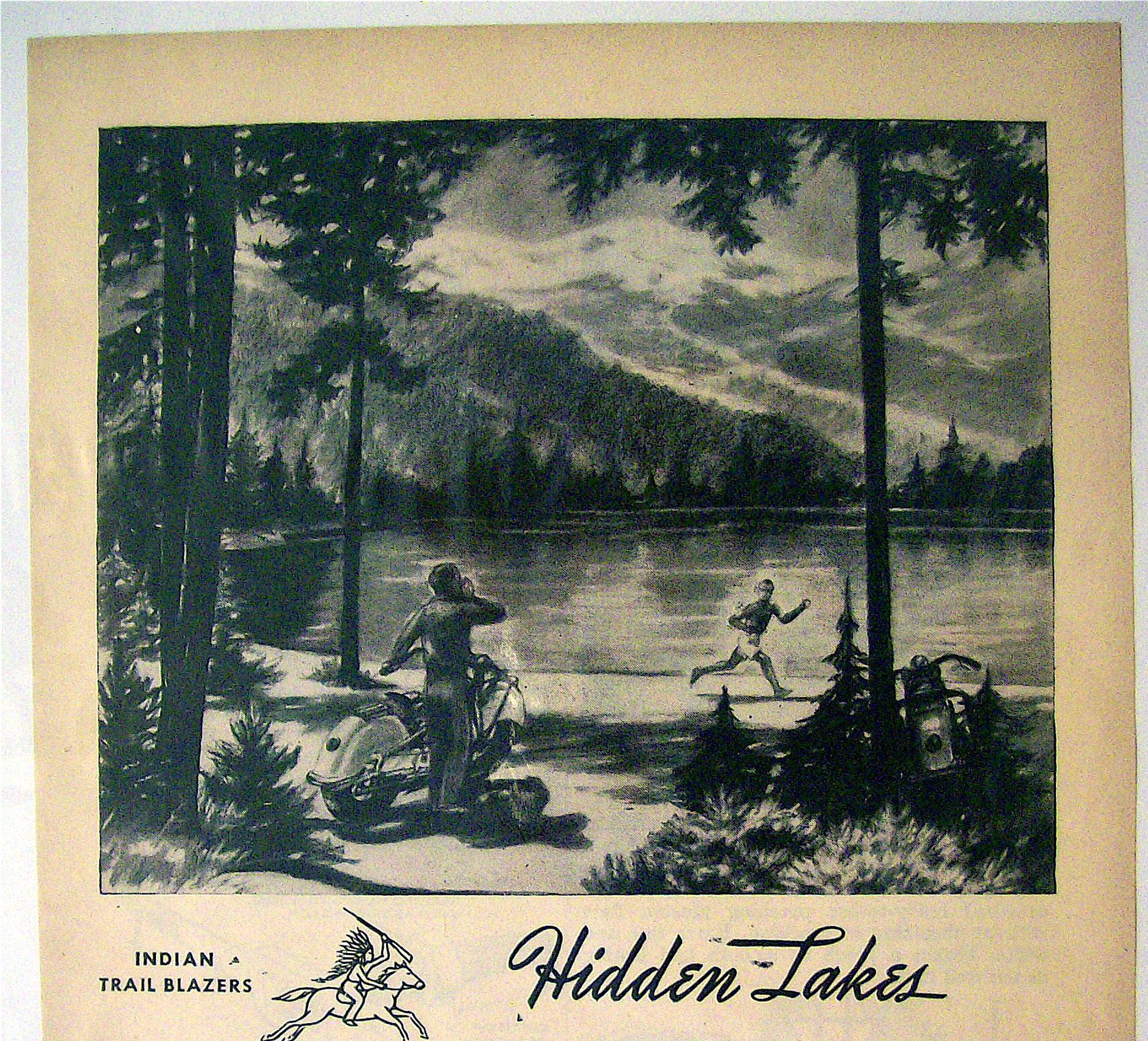 1944 Indian Motorcycles with Man Running